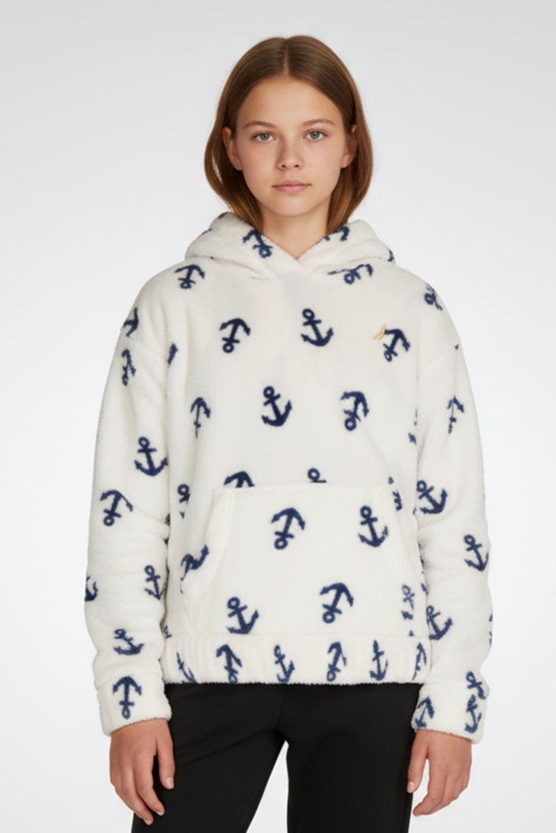 NAUTICA Kids Girl Long Sleeve Allover Print Hoodie, Multicolor - Image 1